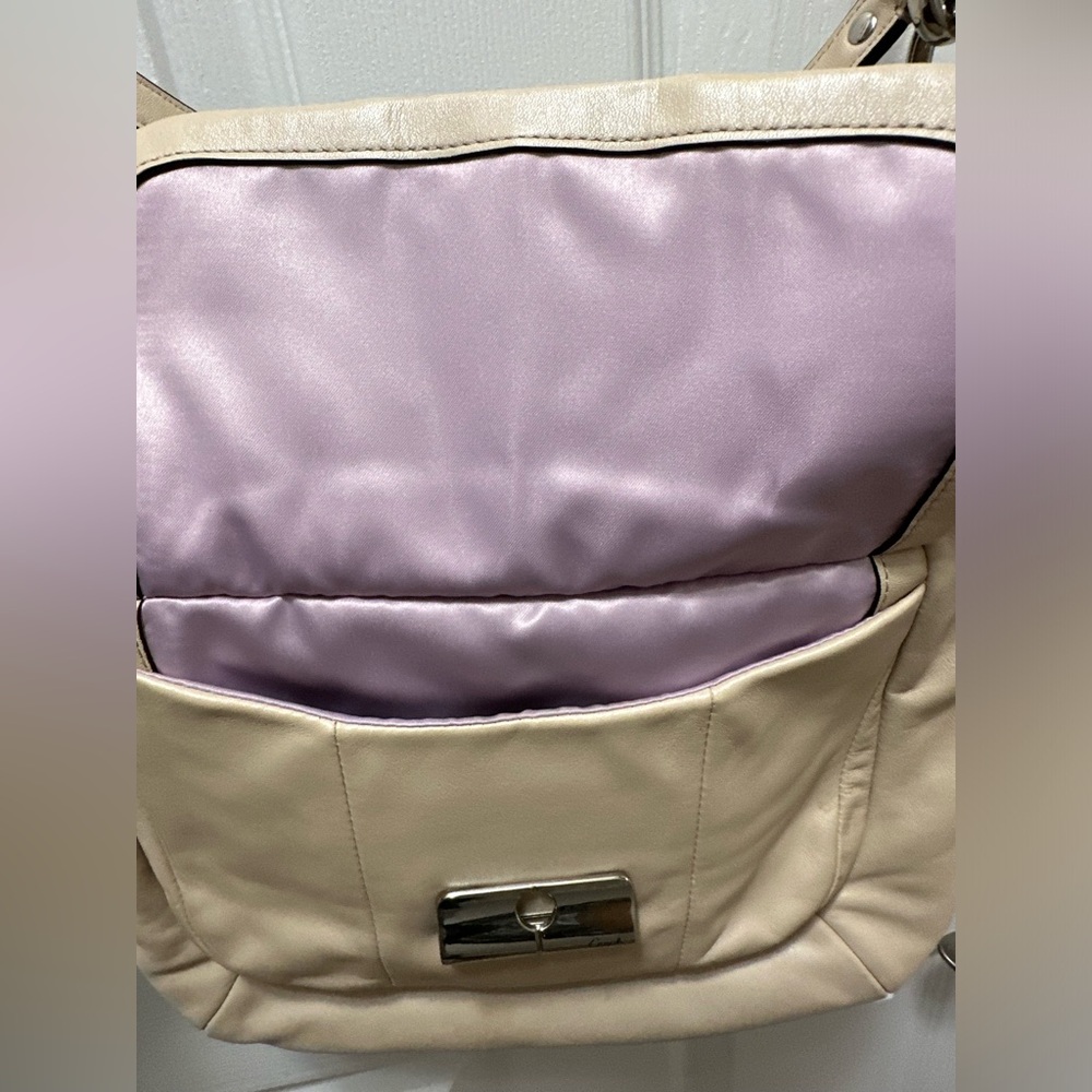 Coach Kristin F22306 Leather Hobo Shoulder Bag Detachable Crossbody in Cream - Picture 13 of 15